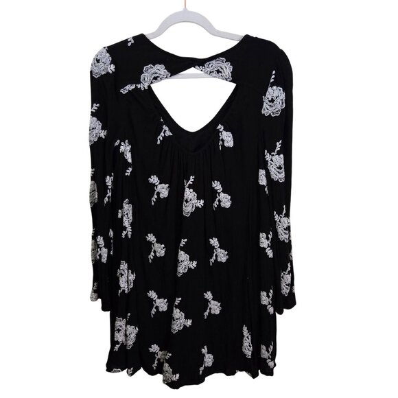Free People Emma Austin Swing Trapeze Dress Black Embroidered Long Sleeve Size S - Picture 3 of 16